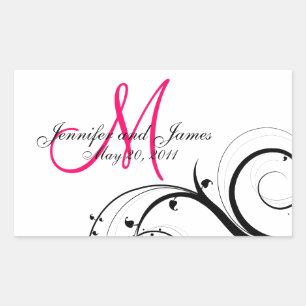 Elegant Swirl Monogram Wedding Wine Labels
