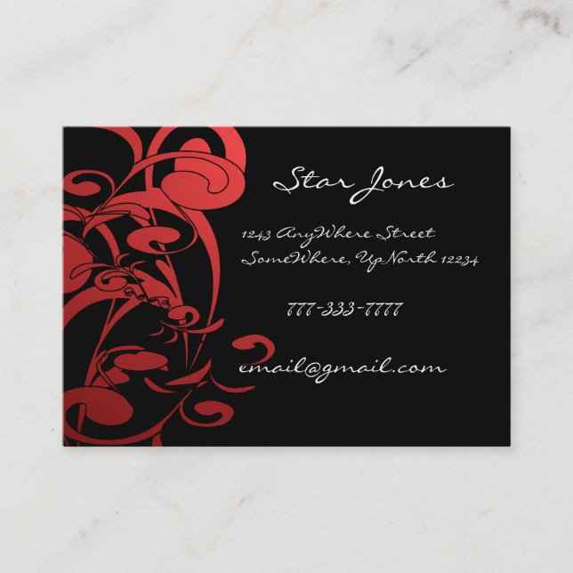 Elegant Swirl RED Business Card - (Front)