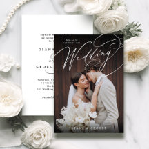 Elegant swirl script Simple Photo Wedding