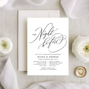 Elegant Swirl Script Simple Rehearsal Dinner Invitation