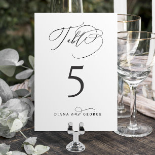 Elegant Swirl Script Simple Wedding Table Number