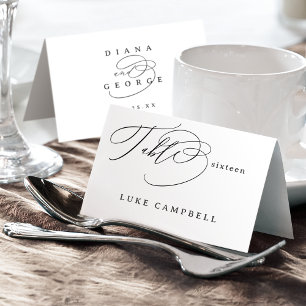 Elegant Swirl Script Wedding Foldable Place Card