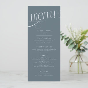 Elegant Swirl Slate Blue Wedding Menu