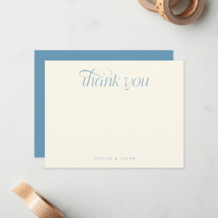 Elegant Swirl Typography Denim Blue Wedding Card