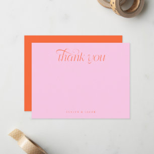 Elegant Swirl Typography Orange Pink Wedding Card