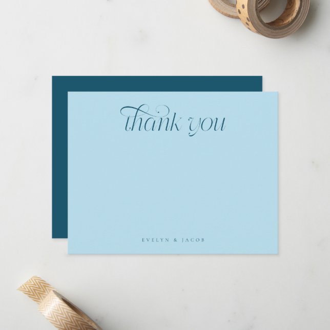 Elegant Swirl Typography Teal Wedding Card (Front/Back In Situ)