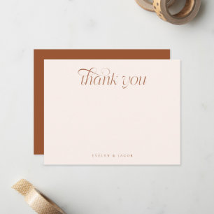 Elegant Swirl Typography Terracotta Wedding Card
