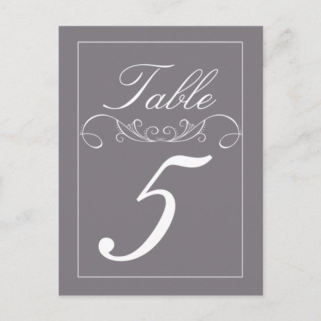 Elegant Swirl Wedding Table Number Cards (Front)