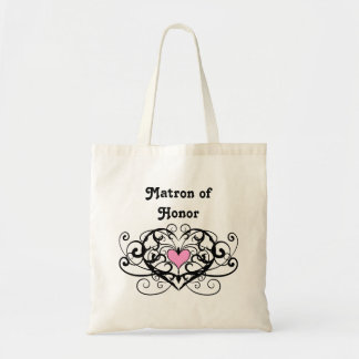 Elegant swirls and hearts matron of honour tote bag