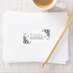 Elegant Swirls Black & White Wedding Labels
