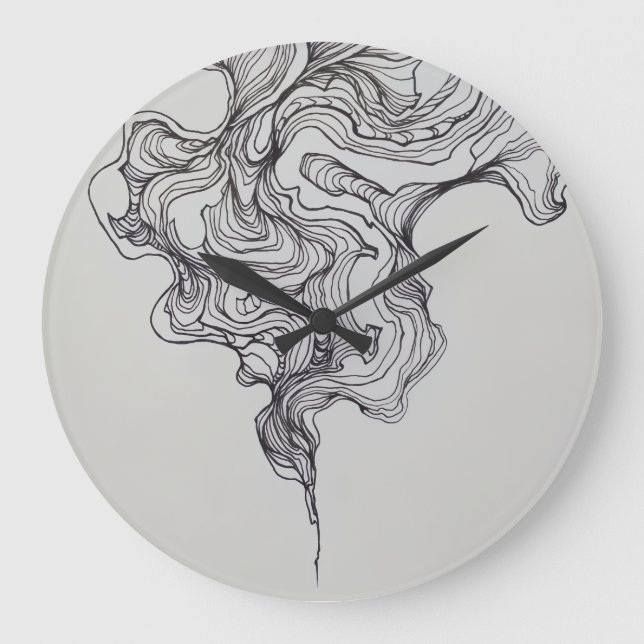 Elegant Swirls Line Art Clock (Front)