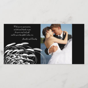 Elegant swirls wedding thank you photocard card