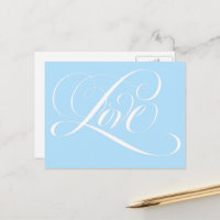 Elegant Swirly Calligraphy LOVE Wedding Blue