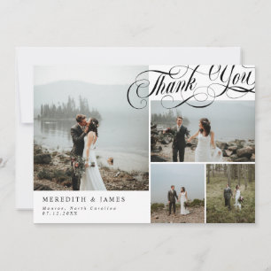 Elegant Swirly Calligraphy Thank You Photo Collage Card