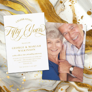 Elegant Swirly Script 50th Wedding Anniversary Invitation