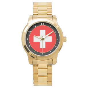 Elegant Swiss Flag Business, Switzerland patriotic Watch