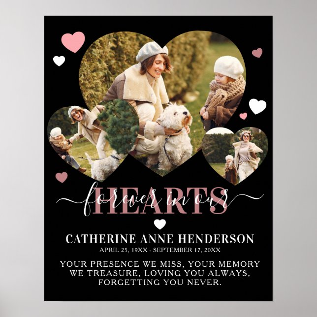 Elegant Sympathy Quote Heart Photos Memorial Poster (Front)