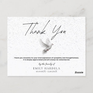 Elegant Symphaty Thank You Card - Watercolor Dove