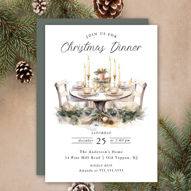 Elegant Table Christmas Dinner Invitation (Creator Uploaded)