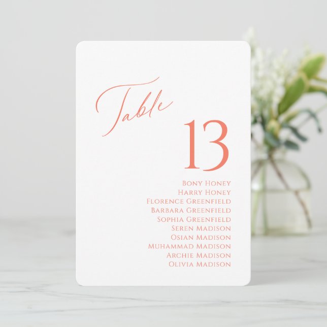 Elegant Table Number and Guest Name Seating Card (Standing Front)