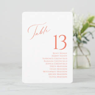 Elegant Table Number and Guest Name Seating Card