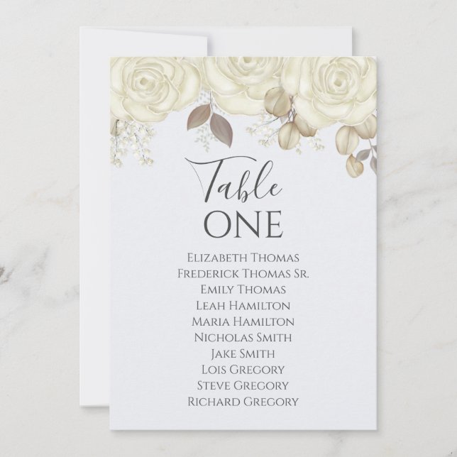 Elegant Table Number Blue Floral Wedding (Front)