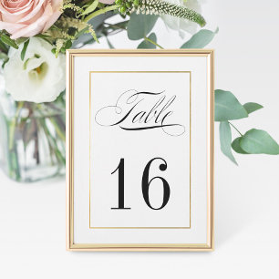 Elegant Table Number Card Gold Border - Melanie