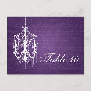 Elegant Table Number Chandelier Purple Postcard