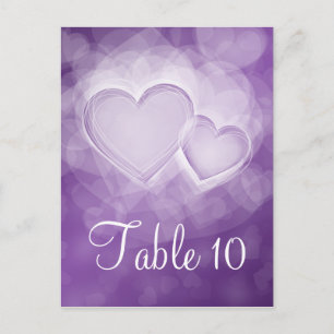 Elegant Table Number Modern Hearts Purple Postcard