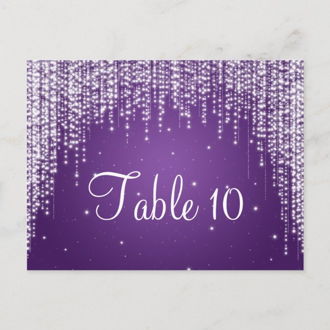 Elegant Table Number Night Dazzle Purple Postcard (Front)