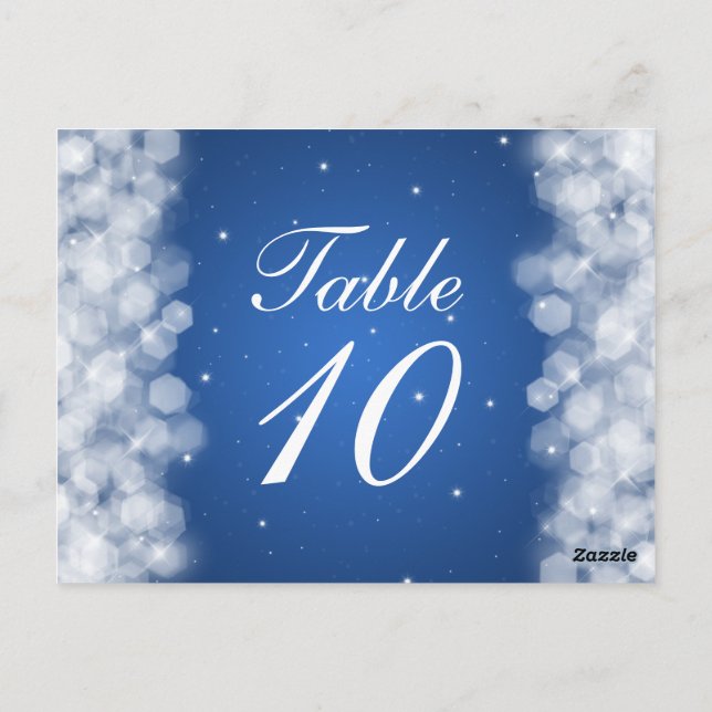 Elegant Table Number Party Sparkle Blue Postcard (Back)