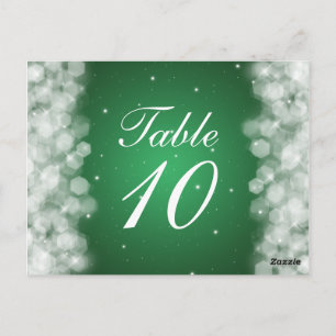 Elegant Table Number Party Sparkle Emerald Green Postcard
