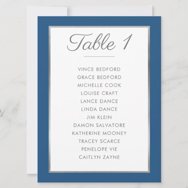 ELEGANT TABLE NUMBER Seating Chart blue grey (Front)