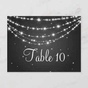 Elegant Table Number Sparkling Chain Black Postcard