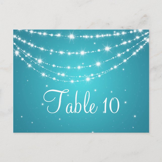 Elegant Table Number Sparkling Chain Blue Postcard (Front)