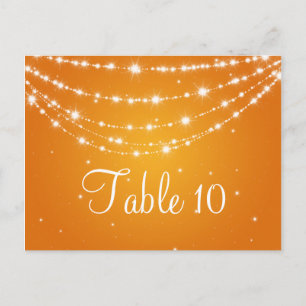 Elegant Table Number Sparkling Chain Orange Postcard