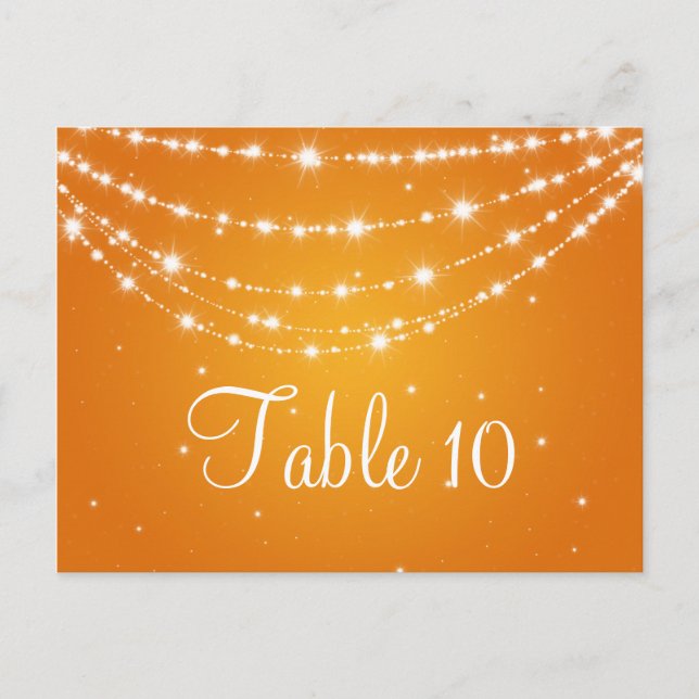 Elegant Table Number Sparkling Chain Orange Postcard (Front)