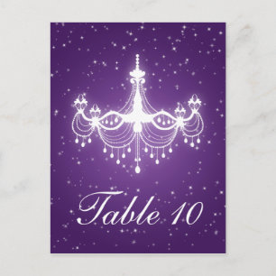 Elegant Table Number Sparkling Chandelier Purple Postcard