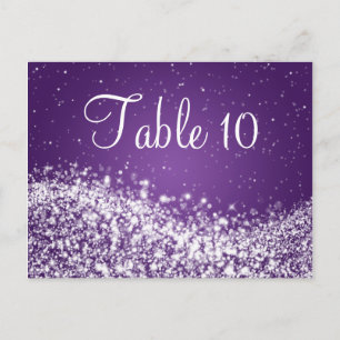 Elegant Table Number Sparkling Wave Purple Postcard