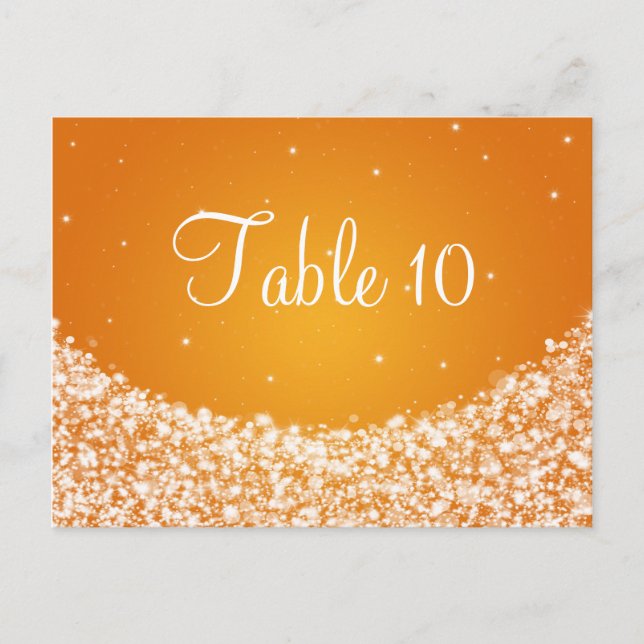 Elegant Table Number Star Sparkle Orange Postcard (Front)