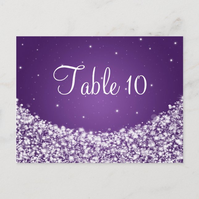 Elegant Table Number Star Sparkle Purple Postcard (Front)