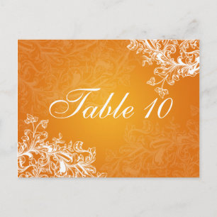 Elegant Table Number Vintage Swirls Orange Postcard