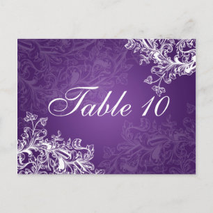 Elegant Table Number Vintage Swirls Purple Postcard