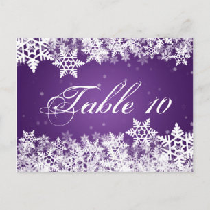 Elegant Table Number Winter Snowflakes Purple Postcard