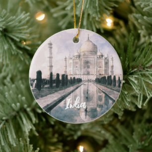 Elegant Taj Mahal India Ceramic Ornament – Iconic 