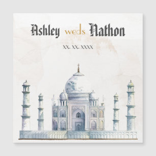 Elegant Taj Mahal Typology Watercolor Wedding