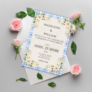 Elegant Talavera Blue Floral Bridal Shower Invitation