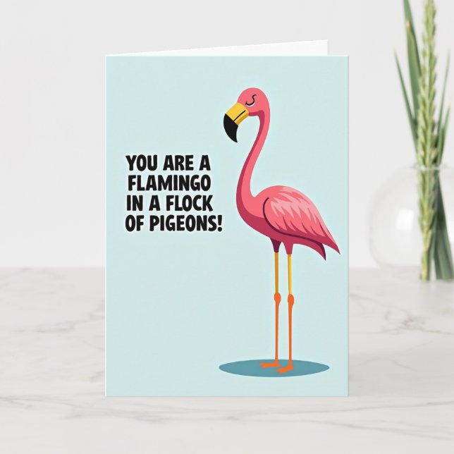 Elegant Tall Bird Birthday Card (Front)