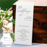 Elegant Tall Wedding Programs Romantic Calligraphy Programme<br><div class="desc">These elegant, modern script minimalist design tall wedding programs feature flowing simple and elegant calligraphy paired with a simple serif font. These tea-length wedding programs are flat with a front and back. Your wedding party and thank you message is on the back side. View matching pieces in this wedding collection....</div>