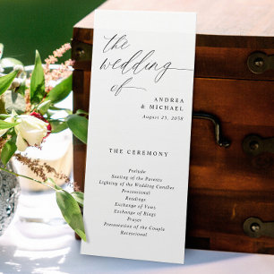 Elegant Tall Wedding Programs Romantic Calligraphy Programme